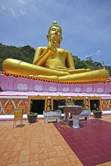 Category Buddhism Prints: Sitting Golden Buddha, Temple Wat Khao Rang