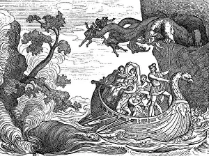 The six-headed monster Scylla and the whirlpool Charybdis