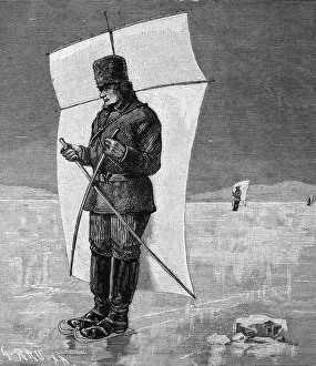 Skat sailing on the frozen Hudson River