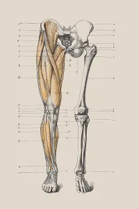 Skeleton of a human leg, anatomical illustration