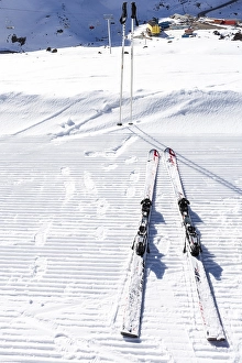 Category Mountain Landscapes Prints: Ski in chile on a sunny day with lots of snow