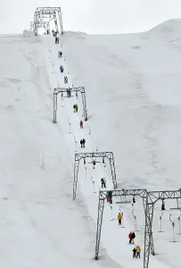 Category Scandinavia Prints: Ski lift in the Folgefonn summer ski center AS