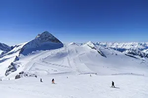 Ski slops on the top of the Hintertux glacier in the Austrian Alps
