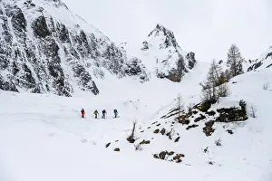Ski tourer, Snowy mountain landscape