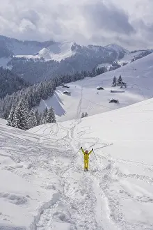 Ski tourers, young man on ski tour to Taubenstein