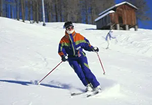 Skier at the Sextener Dolomites