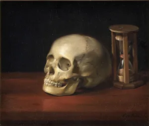 Skull and hourglass, passage of time