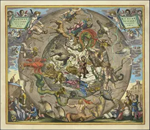 Sky map Hemisphaerii Borealis Coeli et Terrae Sphaerica Scenographia