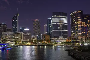 Skyline at Elisabeth Quay, blue hour