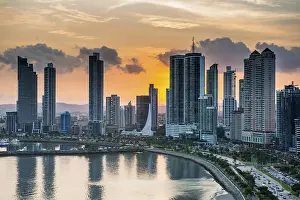 Skyline at sunset, Panama city