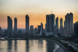 The skyline after sunset, Panama city