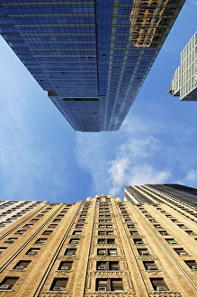 Skyscraper against blue sky, New York City