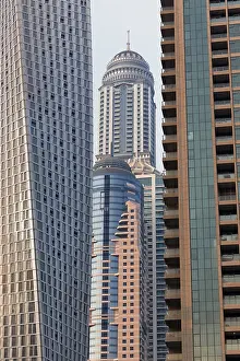 Skyscrapers close together, Dubai Marina district