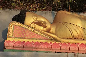 Sleeping Buddha in the Phnom Sambok Pagoda near Kratie in Cambodia