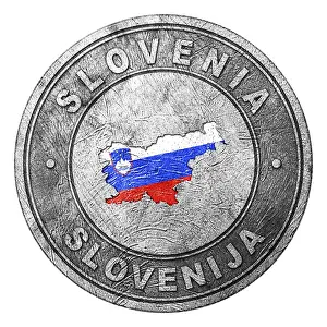 Slovenia Flag Button with Map, Coin Style