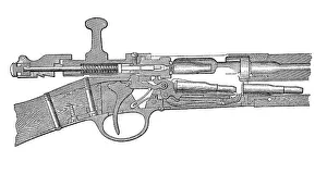 Small arms 1895: French rifle M86 in front of completion of opening