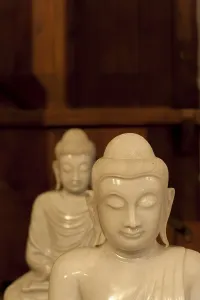 Two small Buddha statues, Sri Dalada Maligawa temple or Temple of the Sacred Tooth