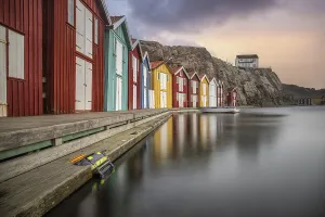 Small colourful houses by the sea