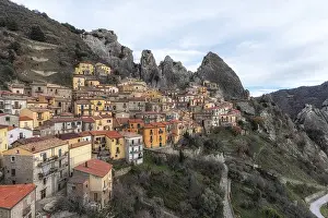 Small mountain village of Castelmezzano located within Dolomiti Lucane mountain range