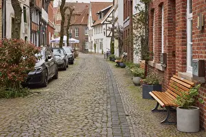 Small street with historic brick houses
