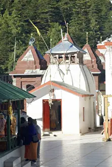 Category Historic EN Prints: Small temples near main temple of ganga river devi at gangotri in morning time