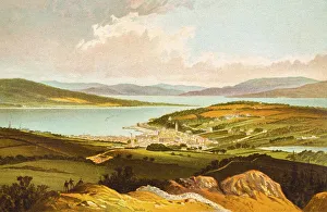 Small town, Rothesay on the Clyde from Barone Hill mountain landscape