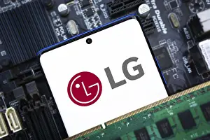 Smartphone with LG Electronics logo on the screen
