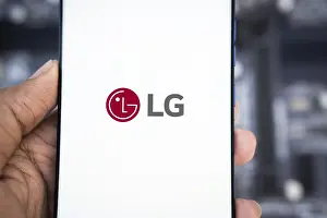 Smartphone with LG Electronics logo on the screen