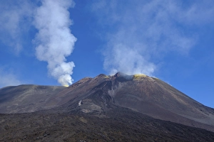 Smoking volcano Etna, province of Catania