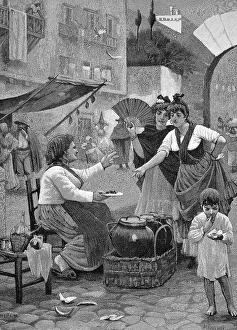 Snail seller in Naples, Italy, Historical