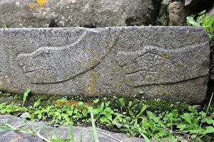Snake representation on a step in the ruins of Chavin de Huantar
