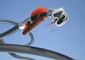 Snappish petrol nozzle with the mouth of a snake