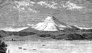 The snow-capped volcano Fuji (3776m) highest mountain in Japan