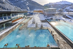 Category Mountain Landscapes Prints: Snow-covered Felsentherme, thermal spa