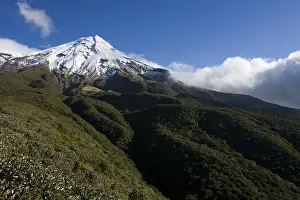 Snow-covered Mount Egmont volcano