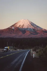 Snow covered mountain in the background