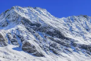 Snow-covered mountain ridge, near Grimentz