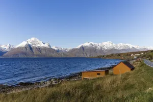 Category Mountain Landscapes Prints: Snow-covered mountains at Lyngen Fjord, September 2024, Norway, Europe