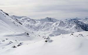 Category Mountain Landscapes Prints: Snow-covered mountains, Wattentaler Lizum, Tuxer Alps, Tyrol, Austria, Europe