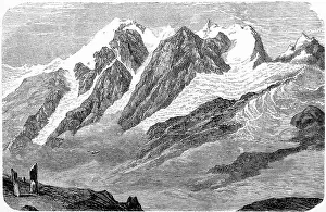 Snow-covered Ortler Alps in South Tyrol with the Ortler