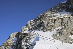 Snow covered stairs leading to the Esel