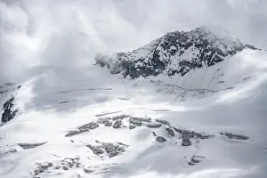 Snow and glacier ice with crevasses on the Waxeggkees glacier