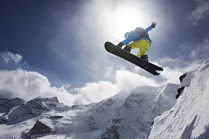 Snowboarder, jump, mountain panorama, St