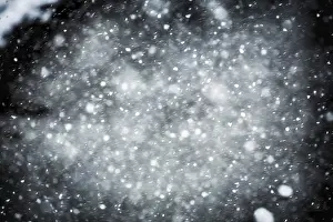 Snowflakes at night, blowing snow