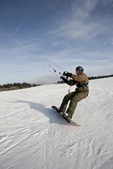 Snowkiter snowkiting, Wasserkuppe plateau
