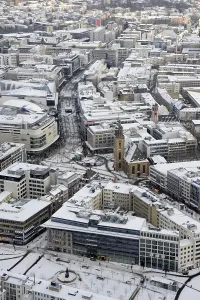 Snowy city centre, Hauptwache, a former guard-house