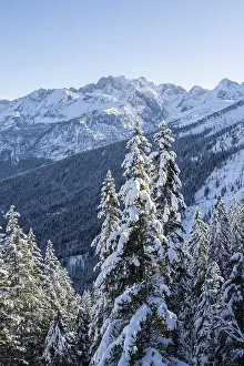 Snowy mountain landscape, ascent to Langenfelderkopf