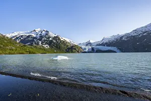 Snowy mountains and glaciers Portage Glacier on Portage Lake glacial lake