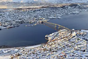 Category Scandinavia Prints: Snowy town with bridge, Tromso