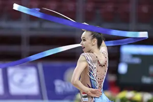 Sofia, Bulgaria - 6 May, 2017: Mira Varay from Hungary performs during Rhythmic Gymnastics World Cup Sofia 2017